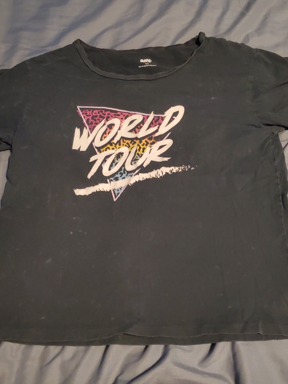 Target Black 'World Tour' Graphic Short Sleeve Tee with Neon Triangle